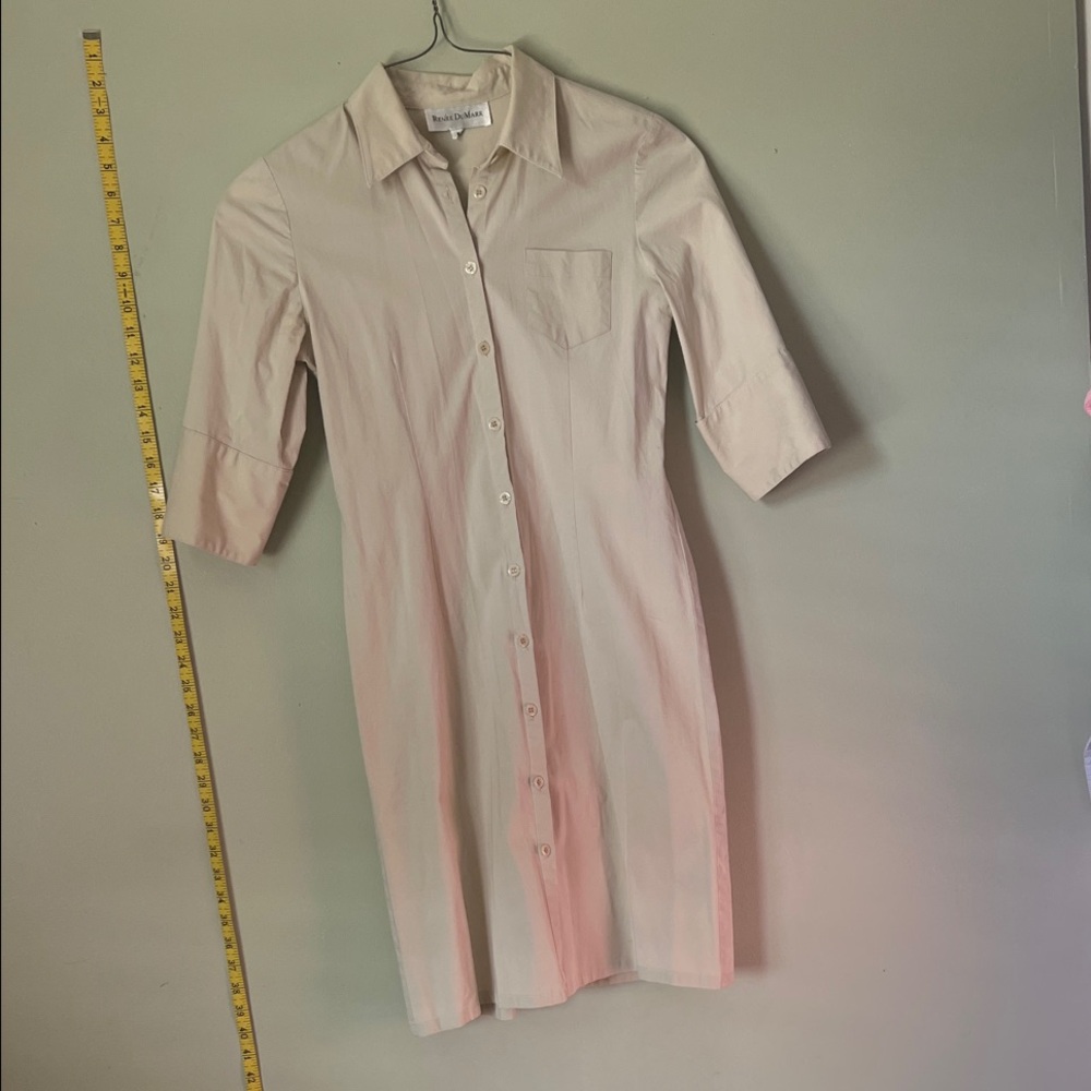 Tan Cotton Button-Up Shirt Dress NWOT  Size 6